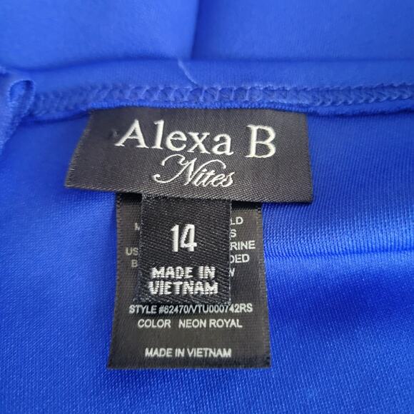 Alexa B Nites Dress Size 14 Midi Party Evening Prom Formal Royal Blue Cocktail - Picture 4 of 9